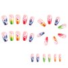 24 Pcs Coffin Press on Nails Long French Fake Nails Floral False Nails with Glitter Design Ballerina Nail Tips Glossy Acrylic Glue on Nails Spring Stick on Nails Cute Floral Nails for Women Girls