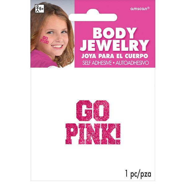 Amscan Go Pink Non Toxic Glitter Body Jewelry, 1