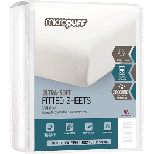 Microfiber Short Queen Size Fitted Sheet - Soft and Smooth Allergy Protective Fitted Sheet Only - 95 GSM - (60 X 75 X 15)