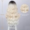 MORICA Platinum Blonde Wigs for Women Long Wavy Wigs Ombre Platinum Blonde Wig with Middle Part Wig Curly Hair Wig Dark Roots Synthetic Heat Resistant for Daily Party 26 Inches