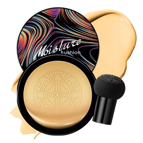 Mushroom Head Air Cushion CC Cream Strong Concealer, Face Makeup Cushion Foundation Long Lasting, Moisturizing BB Cream Makeup Base Primer Even Skin Tone for All (Buff Beige, 3.21 Ounce (Pack of 1))