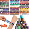 120 Pcs Friendship Bracelets Halloween Slap Bracelets Party Favors for Kids - 60 Different Design Bracelets Halloween Party Supplies and Decorations Snap Bracelets with Halloween Classies Pattern