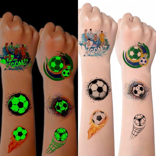 10 Sheets Noctilucent Football Face Temporary Tattoos Super Bowl Tattoo Sticker Temporary Tattoos