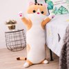 Jensquaify Long Cat Plush Pillow - Cute Kitten Stuffed Animal Body Hugging Toy for Kids, 19.68 Inch (Brown)