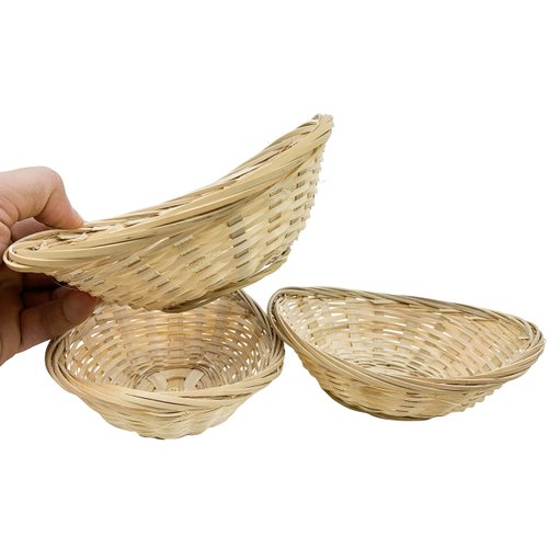 Bonka Bird Toys 3143 Pk3 Oval Basket 8 Inch Bamboo Nests Bird Parrot Seed Water Bowl Toy Craft Toys