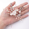 YERTTER Floral Wedding Hair Pins for Brides and Bridesmaids Flower Rose Bridal Clips Boho Crystal Rhinestones Decorative Hair Pieces for Women Girls (Rose Gold)