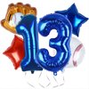 Kwuz Baseball Balloons 13th Birthday Decorations for Boys | Baseball Birthday Decoration Sports Theme Party Supplies, 32Inch Foil Mylar Number 13 Balloon Navy Blue Red White Sports Balloon Arch Kits
