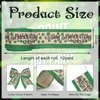Threetols St. Patrick's Day Wired Ribbon, 2.5" 10 Yards Shamrock Burlap Decorative Ribbons Green Wired Edge Wrapping Ribbon for Home Decor Gift Wrapping Tree Topper Bow Wreath Wedding DIY Crafts