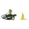 Super Mario Spin Out Mariokart Luigi Racer Vehicle with 360 Spins, Wind Up and Go! Includes One 2.5” Luigi Action Figure