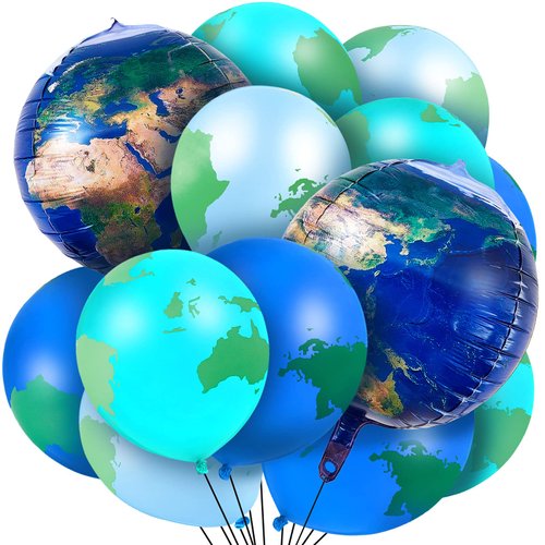 48 Pcs Globe Earth Balloons, 8 Pcs 22 Inch Foil Planet Balloons, 40 Pcs 12 Inch World Map Latex Balloons for Travel Themed Party Holidays Around the World Decorations Earth Day Supplies