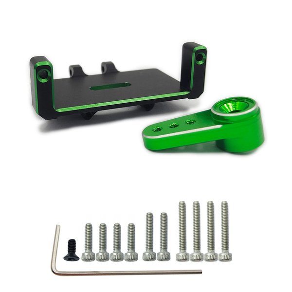 HOPLEX RC Servo Mount Bracket and Mini Servo Arm Green for ES08MA II Servo Upgrade Parts for Axial SCX24 RC Car Crawler