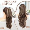 KooKaStyle Ponytail Extensions, 22 inch Long Drawstring Wavy Clip in Ponytail Hair Extensions Blonde & Medium Brown Layered Synthetic Hairpiece for Women
