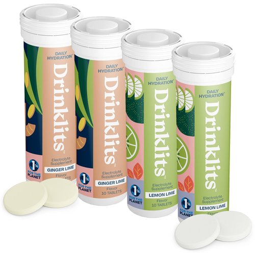 Drinklits Ginger-Lime &amp; Lemon-Lime Electrolyte Tablets (4) Tube Bundle | Daily Hydration Combo Pa...