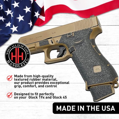 Handleitgrips Handgun Grip Tape Compatible with Glock 19x and Glock 45 - Black Textured Rubber Pistol Grip Tape, Easy Installation, Gun Parts & Accessories, Veteran Owned, Made in The USA