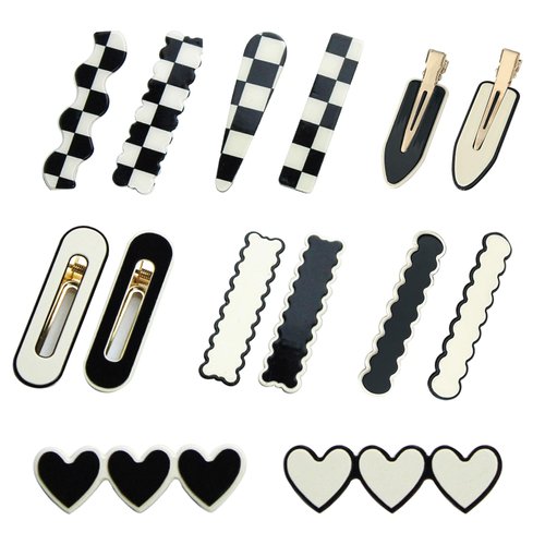 14 PCS No Bend Hair Clips Black White Hair Barrettes Fashion Cute Acrylic Hair Pins for Women Korean Styling Minimalist Hairpin Vintage Hairpin Gift Hair Accessories