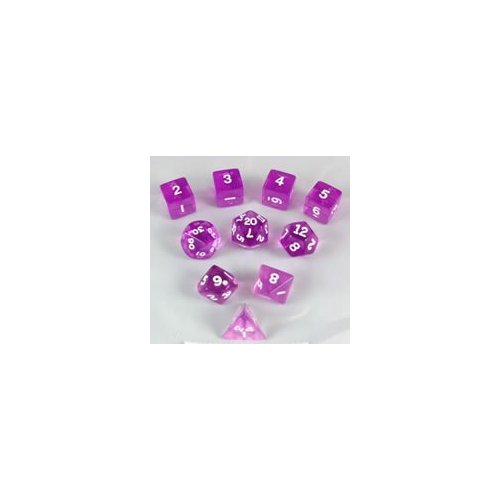 Orchid Transparent Polyhedral Dice Set - 10pc Set in Tube