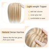 SEGO Human Hair Toppers for Women With Thinning Hair 7 * 13CM Silk Base 100% Real Human Hair Clip in Top Wiglet Hair Pieces -12 Inch No Bangs Golden Brown&Bleach Blonde