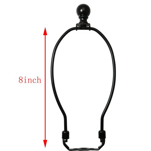 DGBRSM 8 Inch Lamp Harp Holder with 1-1/2 Inch Lamp Finial Oil Rubbed Black Steel Ball Knob Lamp Shade Finial for Table and Floor Lamps, Black