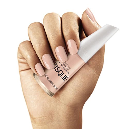 Nail Polish Risque Nude | Esmalte de Unhas | Fast Dry, Hypoallergenic, Long-Lasting, Extra Sparkle, Made in Brazil | Po de Arroz, 0.3 oz, 8ml