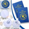 Sureio 348 Pcs Passport Book Set 24 Blank Passport Books with 324 Assorted Travel Stickers for Scrapbooks Party Favors Wall Decals Arts Crafts Supplies Game Prizes Collections