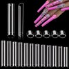 600PCS No C Curve Nail Tips for Acrylic Nails Professional, XXL Clear Nail Tips Straight Square Flat Nails Tips, Extra Long Acrylic Nail Tips Half Cover Fake Nails for Nail Salon and Home DIY 12 Sizes