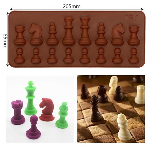 2Pcs Chess Piece Chocolate Candy Molds, International Chess Silicone Mold Epoxy Resin Craft Casting Fondant Paper Clay Wax Melt Mold