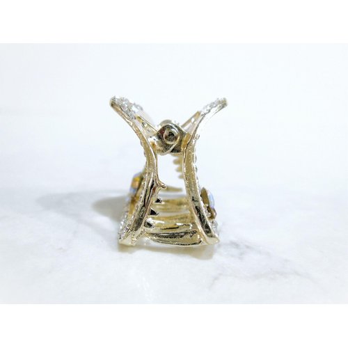 Generic Small gold metal triangle hair claw clip with crystals