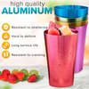 BURIUS Anodized Aluminum Drinking Cups Set - 6Pcs Wine Tumblers Aluminum Party Cups for Iced Coffee Bar Accessories Water Glasses - Colorful Wine Glasses for Drinking Water Tumbler Metal Cup