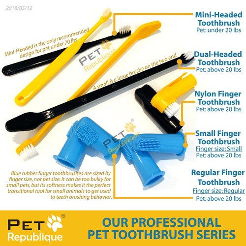 Pet Republique Mini Toothbrush for Cats and Dogs - Cat Toothbrush, Small Dog Toothbrush - Designed for Cat, Kitten, Puppy, and Small Dog Like Chihuahuas, Yorkshire, and Poodle (3 or 6 Count)
