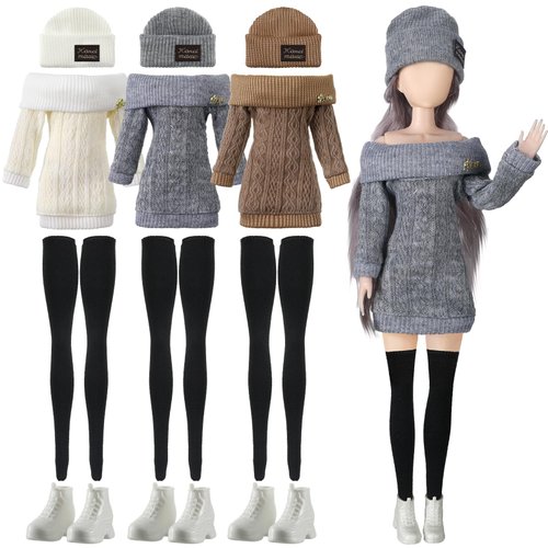 Geyoga 3 Set 12 Pcs Winter Doll Clothes and Accessories Doll Suit Doll Pants Shoes Winter Sweater...