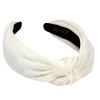 YETASI Satin Headbands for Women, Off-White Knotted Headband Made of Non-Slip Material, Silk Quality Satin Fabric Adjustable Top Knot Head band