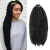 AU-THEN-TIC 18 Inch 2 Pack Afro Kinky Twist Braid Hair Pre Looped Springy Long Braiding Hair for Twist Crochet Braid Synthetic Hair Extensions (18 Inch (2 Pack), 1-Jet Black)