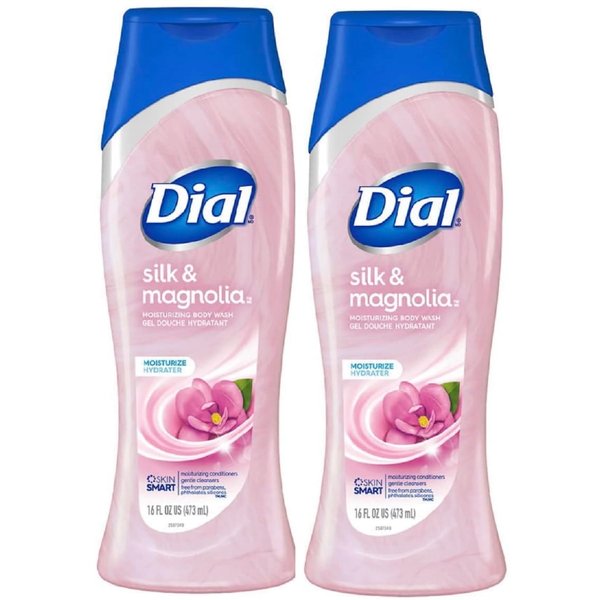 Dial Moisturizing Body Wash - Silk & Magnolia - Net Wt. 16 FL OZ (473 mL) Per Bottle - Pack of 2 Bottles