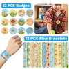 Lcnjscgo 98 PCS Capybara Party Favors, Capybara Temporary Tattoos, Slap Bracelets, Keychains, Stickers, and Badges for Kids Capybara Birthday Party Decorations and Classroom Rewards