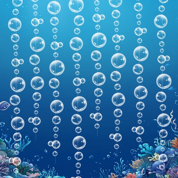 Biubumtu 8 Strings Under The Sea White Bubble Garlands Little Mermaid Shark Beach Themed Birthday Decorations Under Water Hanging Streamer Banner Ocean Party Supplies