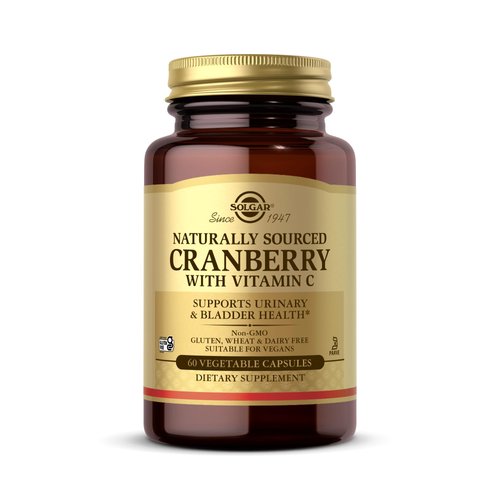 Solgar Naturally Sourced Cranberry with Vitamin C - 60 Vegetable Capsules - Supports Urinary & Bladder Health - Non-GMO, Vegan, Gluten Free - 60 Servings