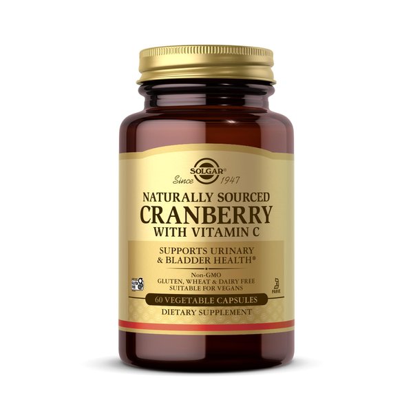 Solgar Naturally Sourced Cranberry with Vitamin C - 60 Vegetable Capsules - Supports Urinary & Bladder Health - Non-GMO, Vegan, Gluten Free - 60 Servings
