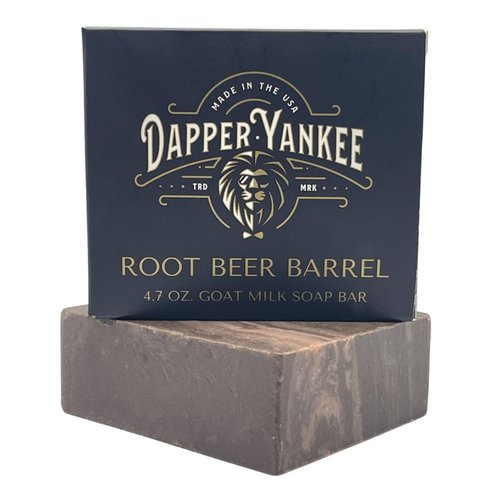 Dapper Yankee Root Beer Barrel Natural Soap Bar for Men - Zero Grit, Goat's Milk Soap, Moisturizing