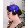 Aimimier 1920s Flapper Feather Hair Clip Royal Blue Headpiece Prom Party Roaring 20s Accessories for Women and Girls