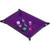 SIQUK Double Sided Dice Tray Folding Rectangle PU Leather and Dark Violet Velvet Dice Holder