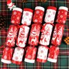 10 Pack Christmas No Snap Party Favor with Red & White Snowflake Design with Party Hat, Joke & Little Gift Inside for Kids, Xmas Gift, Christmas Seasonal Holiday Party Dinner Traditions