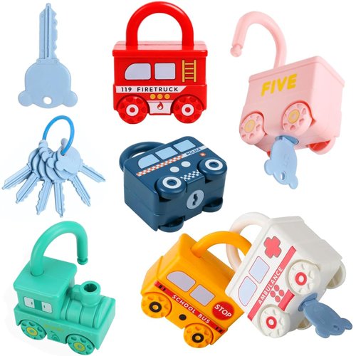 SMZHBF Toddler Keys Sorting & Matching Lock and Key Toys for 3-5 Preschool Early Learning Montessori Toys Funny Toy Cars for 3+ Year Old Boys Girls Kids Christmas Birthday Gifts
