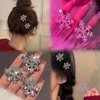FULANSI Christmas Snowflakes Hair Clips Glitter Rhinestone Snow Flake Hair Barrettes Christmas Hair Accessories for Women Princess Metal Alligator Clips for Thick Thin Hair Winter Xmas Party Decor