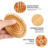 Bamboo Brush for Hair Growth, 2 Pack Natural Wooden Scalp Brush Mini Hair Scalp Massager Anti-Static Round Bamboo Bristles Detangling Hairbrush for Women and Men All Hair Types, No Handle Design
