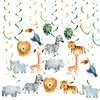 36 Pcs Jungle Theme Baby Shower Decor, Animals Hanging Swirls Ceiling Streamers Decorations, Forest Safari Animal Wild One Birthday Party Decorations for Baby Boy Kids Party Supplies