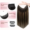 GOO GOO Wire Hair Extensions Human Hair, 2/6/2 Dark Brown with Chestnut Brown Balayage 12inch 70g, Invisible Wire Hair Extensions with Transparent, Seamless Fish Line Hairpiece