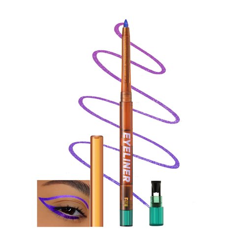 Metallic Multichrome Eyeliner Pencil, Purple Glitter Gel Eye Liner Pencils, Waterproof Smudge-proof Longwear, Multi-Use Sharpenable Colored Eyeliner Shimmer Eyeshadow Makeup Pen, Delineador De Ojos-02