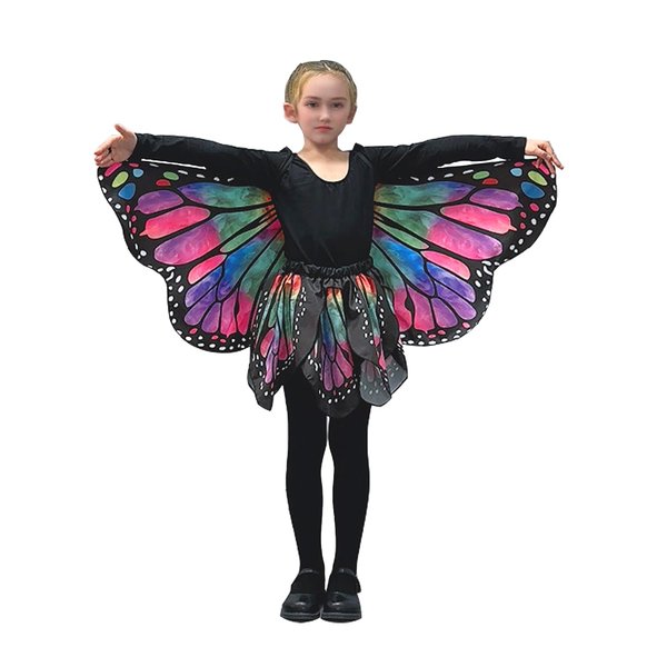 YukiniYa Double-Sided Halloween Costumes Butterfly Wings Set with Skirt Mask and Antenna Headband for 3-13 Years Girls