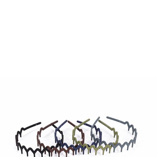 5 Pcs Zigzag Hair Headbands Plastic Shark Tooth Hair Comb Hairband for Men & Women - Classic 90s Headband & Hairband - Wavy Headband with Teeth - (Red brown, Dark blue, Coffee, Black, Light gray)