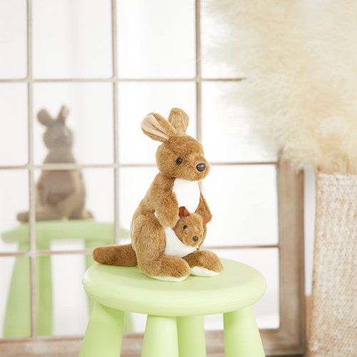 CozyWorld Mother's Day Stuffed Animals Kangaroo Cute Kangaroo Plush Toys with Baby in Pouch for Kids Preschool BirthdayThanksgiving for Kids, Brown, 10.5’’